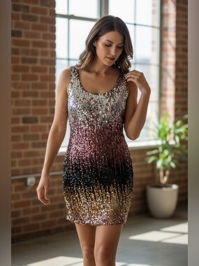 Heartloom Multicolor ombré  Sequin Minidress Party Fancy Bodycon